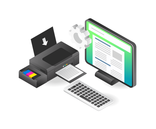 Print design file with computer  Illustration