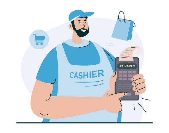 Print out shopping transaction Illustration
