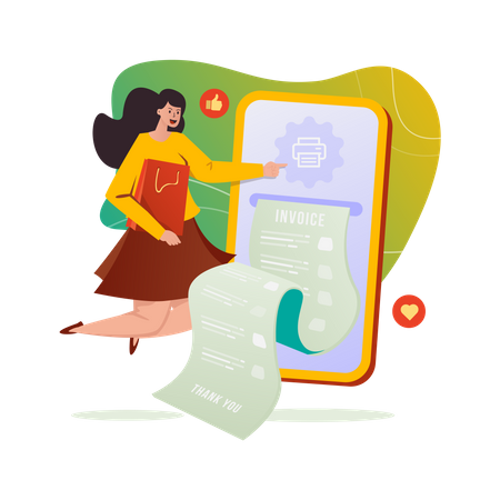 Print shopping invoice  イラスト