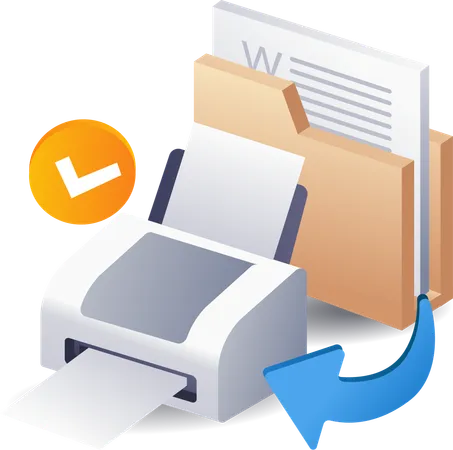 Printing computer folder data  Illustration