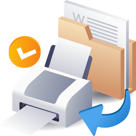 Printing computer folder data  Illustration