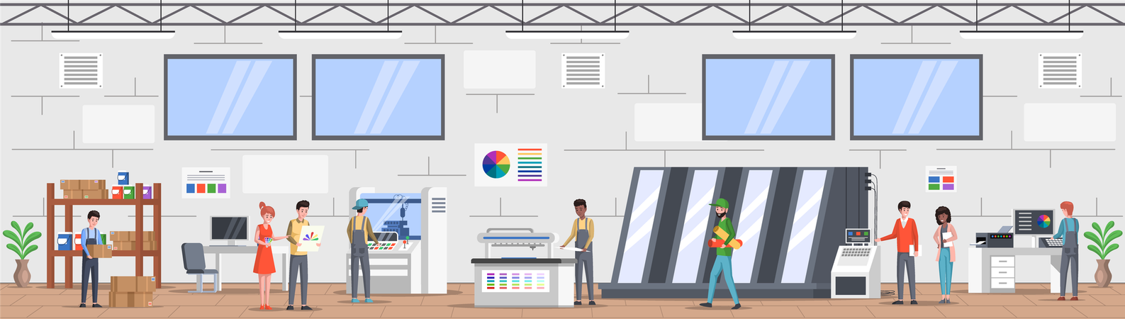 Printing house industry composition  Illustration