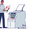 illustration man printing print