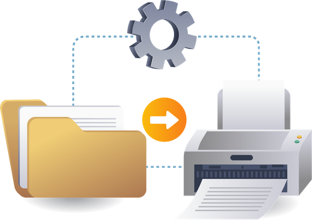 Printing process data folder technology  Illustration