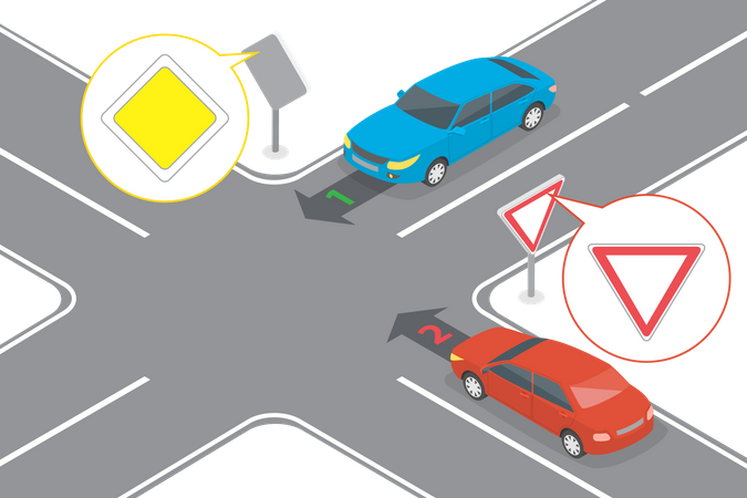 Priority On Crossroads  Illustration