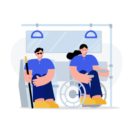Priority seats for disabled people on public transportation  Illustration