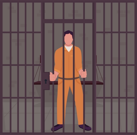 Prisionero masculino en la cárcel  Ilustración
