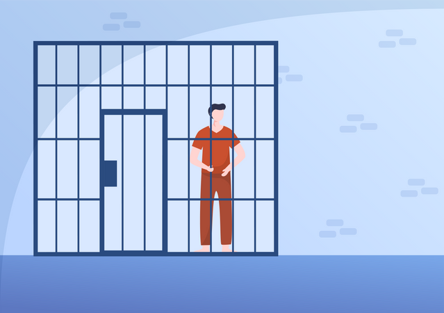 Prisionero en la carcel  Ilustración