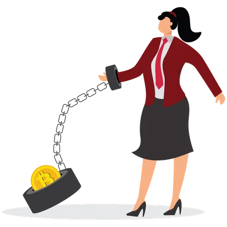Prisoner Bitcoin Businesswoman  Illustration