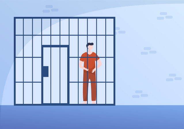 Prisoner in jail  Illustration