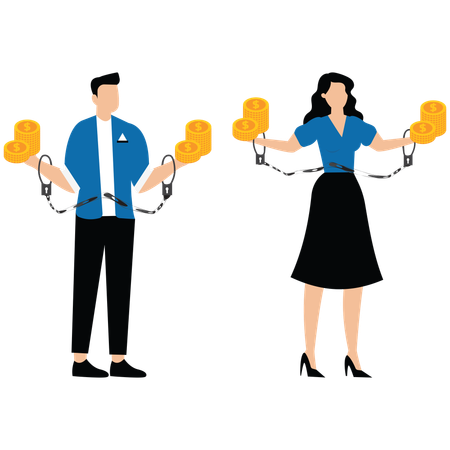 Prisoners, criminals and punishment, hands handcuffed  Illustration