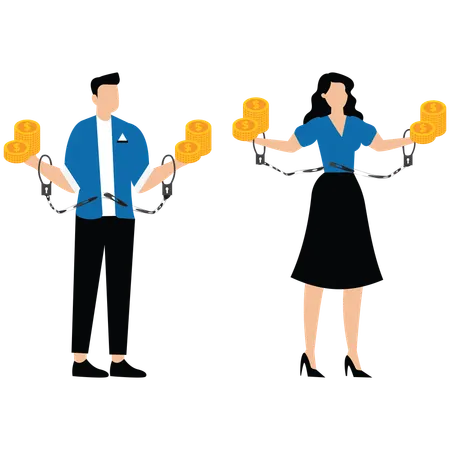 Prisoners, criminals and punishment, hands handcuffed  Illustration