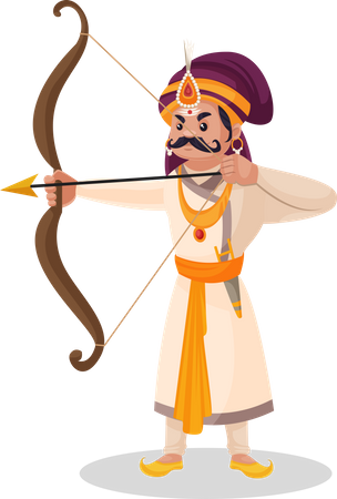 Prithviraj Chauhan aiming arrow  Illustration