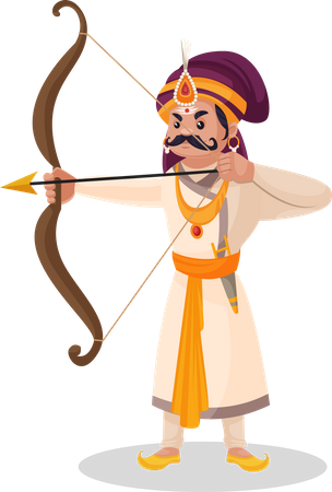 Prithviraj Chauhan apuntando con flecha  Ilustración