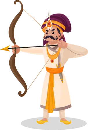 Prithviraj Chauhan apuntando con flecha  Ilustración