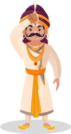 Prithviraj Chauhan fazendo tilak  Ilustração