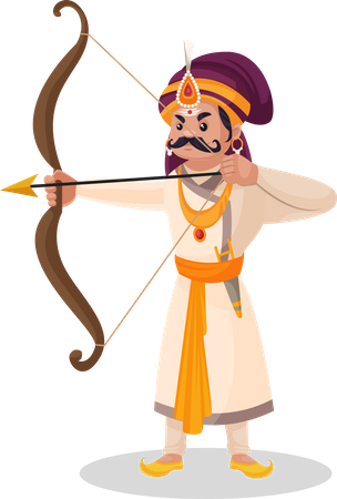 Prithviraj Chauhan apontando flecha  Ilustração