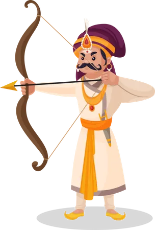 Prithviraj Chauhan apontando flecha  Ilustração