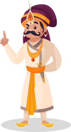 Prithviraj Chauhan raising finger  Illustration