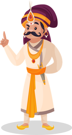 Prithviraj Chauhan raising finger  Illustration