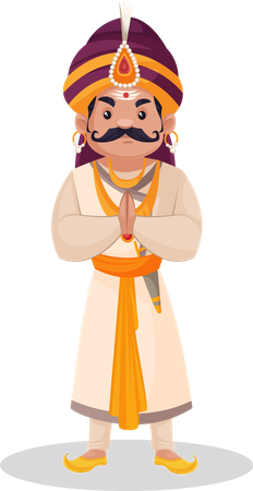 Prithviraj Chauhan standing in namaste pose  Illustration