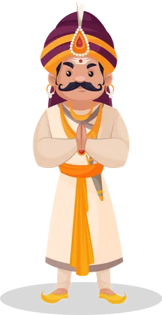 Prithviraj Chauhan standing in namaste pose  Illustration