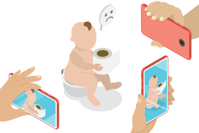 Privacidad del bebé y compartir demasiado  Ilustración