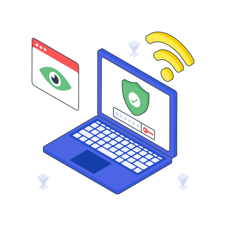 Privacidad en Internet en una computadora portátil  Illustration