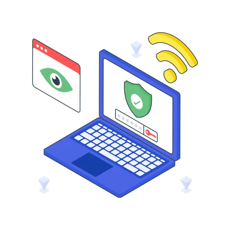 Privacidad en Internet en una computadora portátil  Illustration