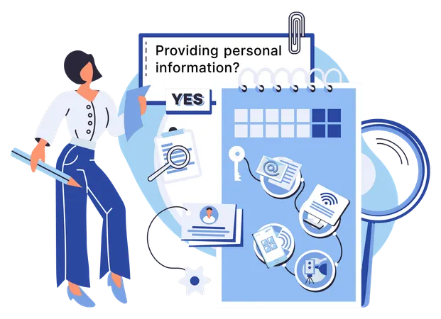 Privacy in digital world depends on advanced technology for personal information protection  Illustration