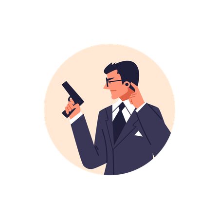 Private detective male eavesdrops and spies  Illustration