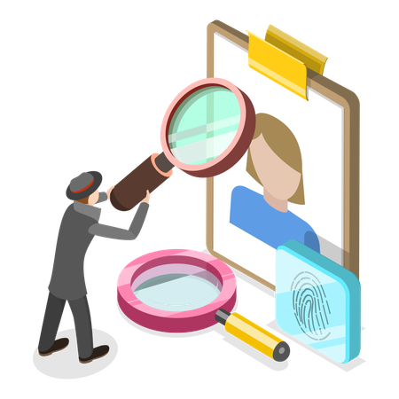 Private detective searching for suspect  Illustration