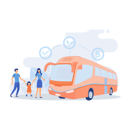 Private electric bus  Illustration