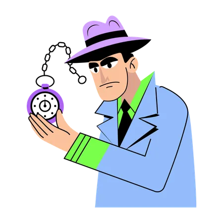 Private Investigator holding compass  Illustration