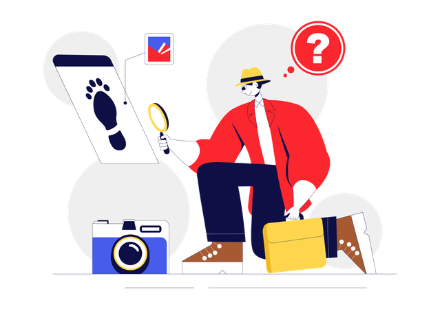 Private investigator investigating secretly  Illustration