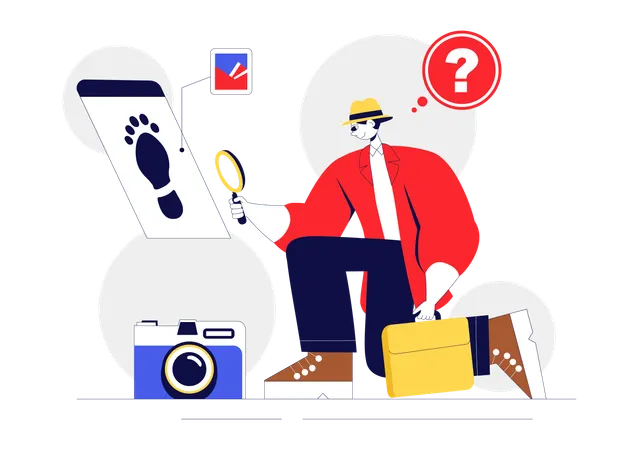 Private investigator investigating secretly  Illustration