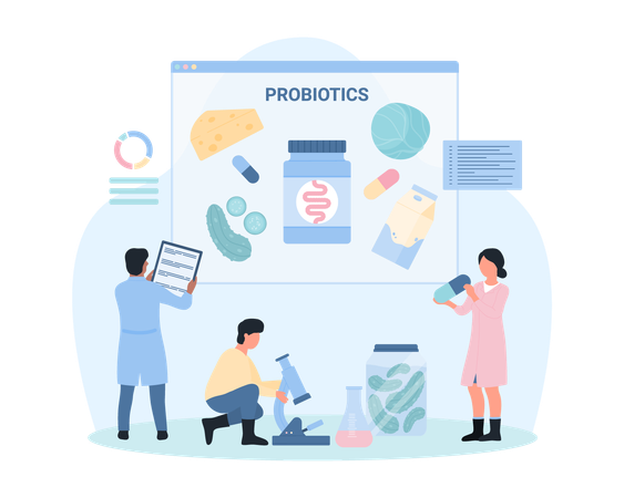 Probióticos e prebióticos para a saúde digestiva  Ilustração