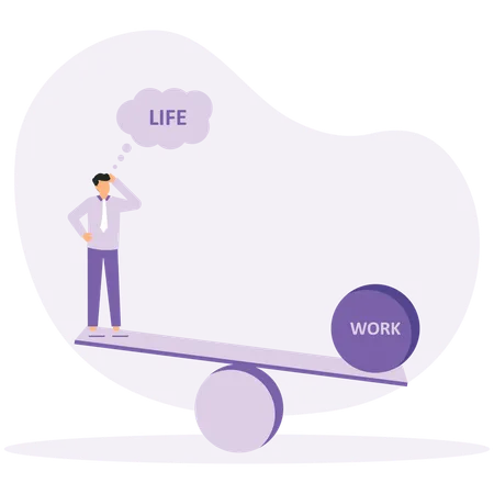 Problem der ungesunden Work-Life-Balance  Illustration