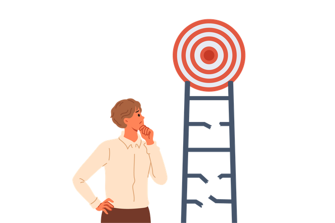 Problem on way to achieving goal for business man  Illustration