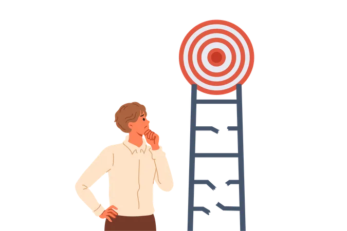 Problem on way to achieving goal for business man  Illustration