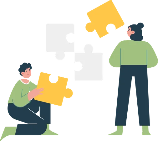 Problem Solving People and Puzzle  Illustration