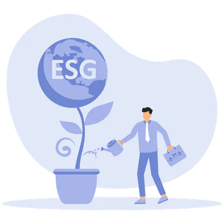 Problema de ESG ou ecologia empresarial  Ilustração