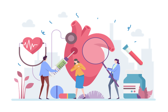Problema de saúde com doenças cardíacas  Ilustração