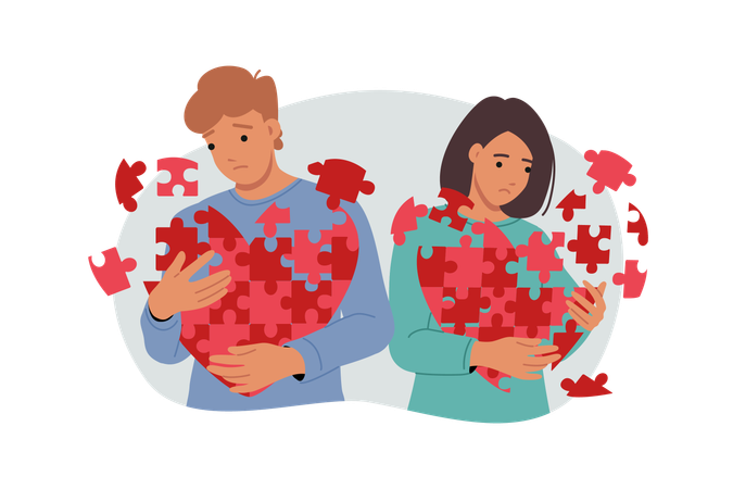 Problemas de relación para pareja romántica que siente muerte de amor  Ilustración