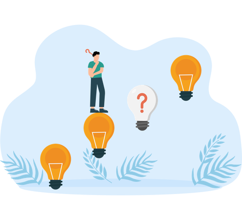 Problematic ideas affect progress of businessman  Illustration
