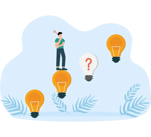 Problematic ideas affect progress of businessman  Illustration