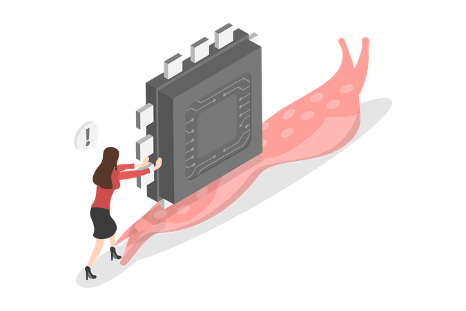 Problème de chaîne d'approvisionnement en semi-conducteurs, problèmes de fabrication électronique  Illustration