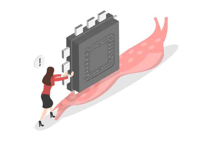 Problème de chaîne d'approvisionnement en semi-conducteurs, problèmes de fabrication électronique  Illustration