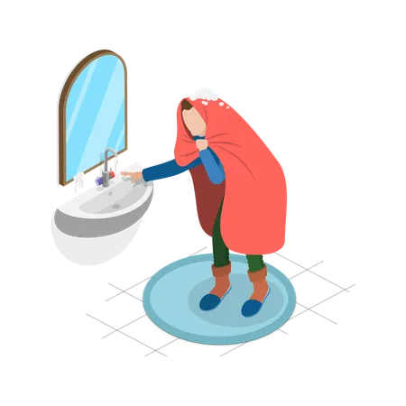 3 D Isometric Flat Vector Illustration Of Frozen Faucet Problems Homeowners Face During Freezing Winters Illustration