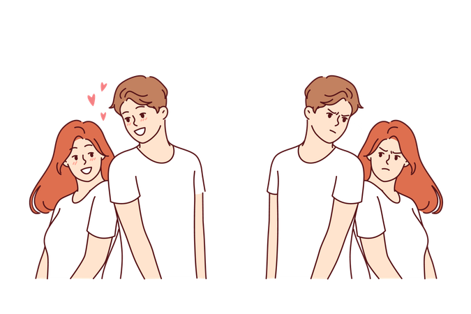 Problems in relationship of married couple sharply worsen mood due to lack of common interests  Illustration